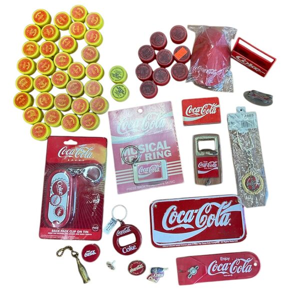 Coca-Cola Accessories - Coca Cola Collectibles Coke Vintage Merchandise Lot Openers Keychains Pins Golf